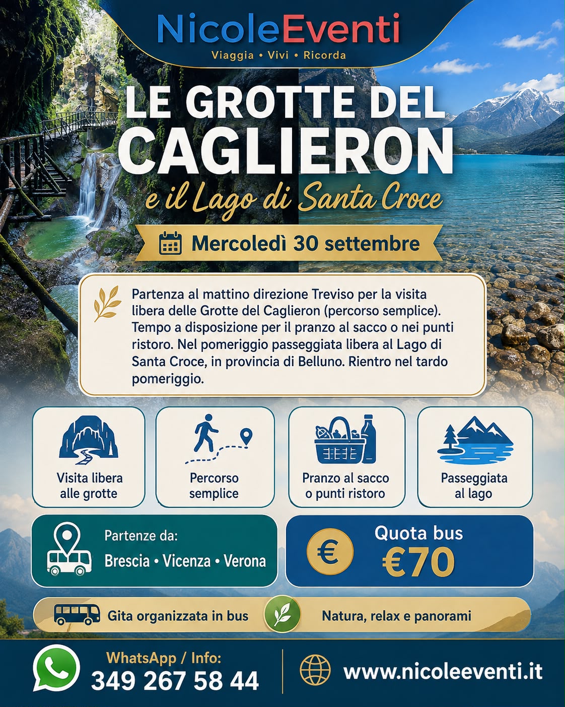 Le Grotte del Caglieron e il Lago di Santa Croce